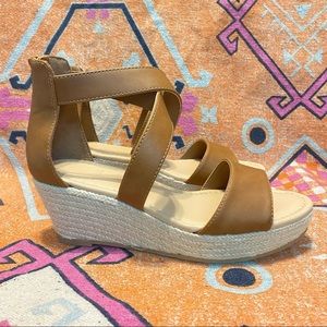 NEW Dolce Vita Strappy Wedge Sandal Brown Leather